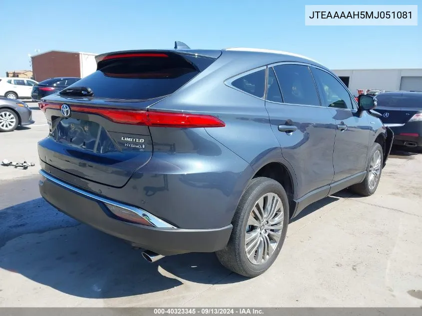 2021 Toyota Venza Limited VIN: JTEAAAAH5MJ051081 Lot: 40323345