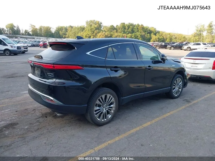 2021 Toyota Venza Limited VIN: JTEAAAAH9MJ075643 Lot: 40331758