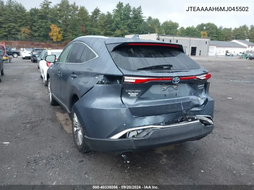 2021 Toyota Venza Limited VIN: JTEAAAAH6MJ045502 Lot: 40335056