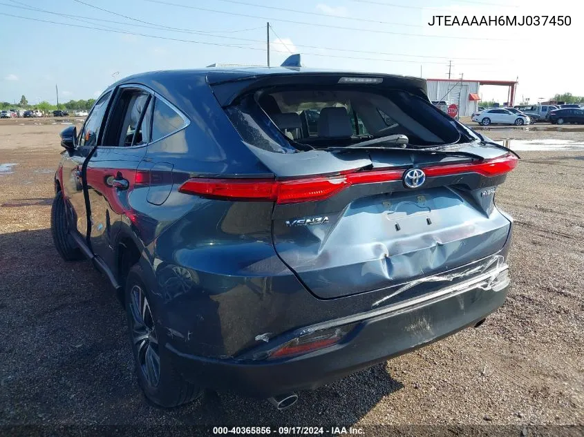 2021 Toyota Venza Le VIN: JTEAAAAH6MJ037450 Lot: 40365856