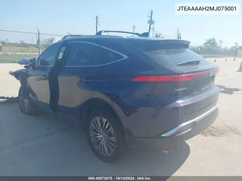 2021 Toyota Venza Xle VIN: JTEAAAAH2MJ075001 Lot: 40572675