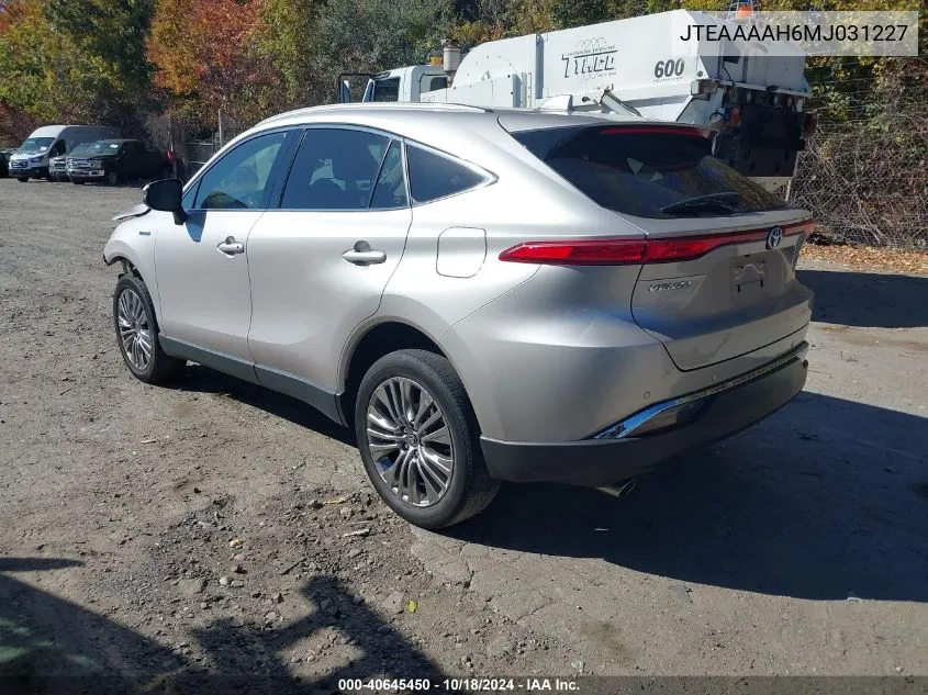 2021 Toyota Venza Xle VIN: JTEAAAAH6MJ031227 Lot: 40645450