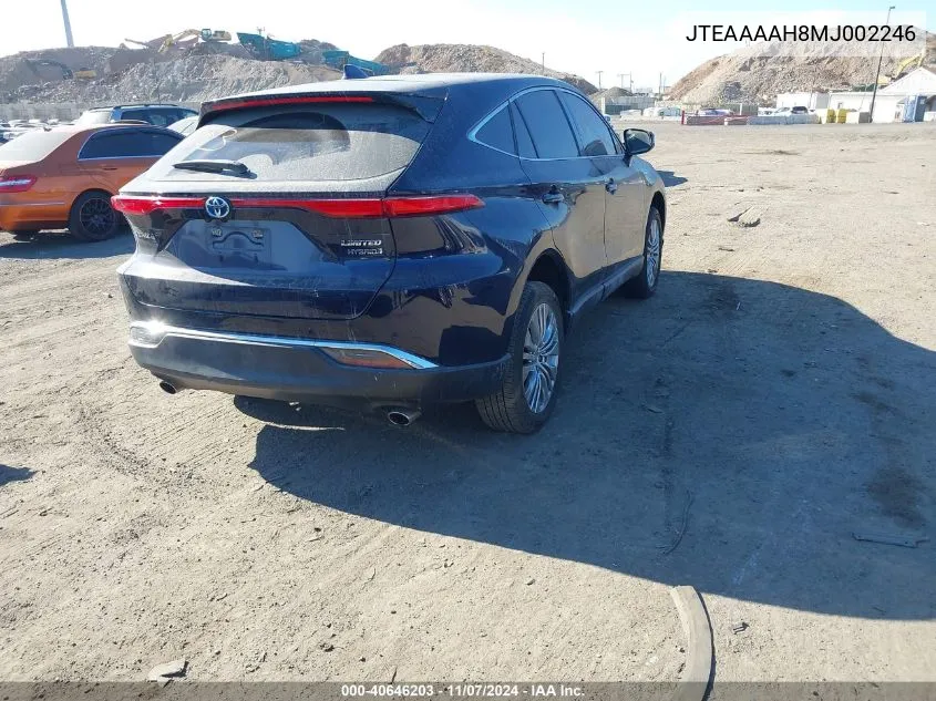 2021 Toyota Venza Limited VIN: JTEAAAAH8MJ002246 Lot: 40646203