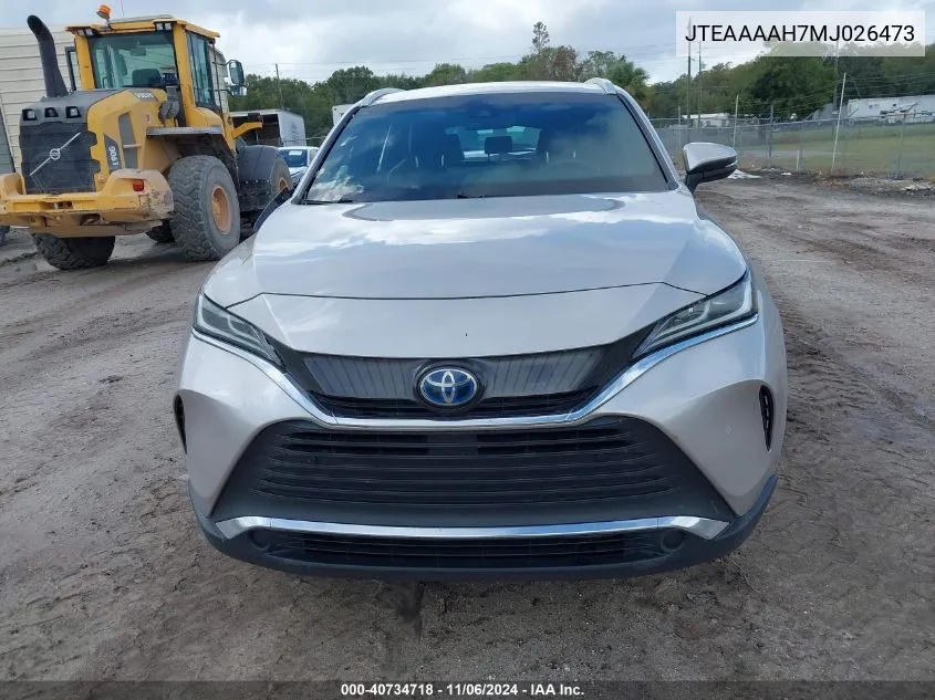 2021 Toyota Venza Xle VIN: JTEAAAAH7MJ026473 Lot: 40734718