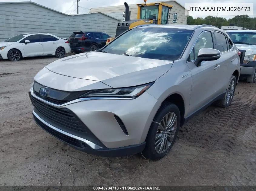 2021 Toyota Venza Xle VIN: JTEAAAAH7MJ026473 Lot: 40734718