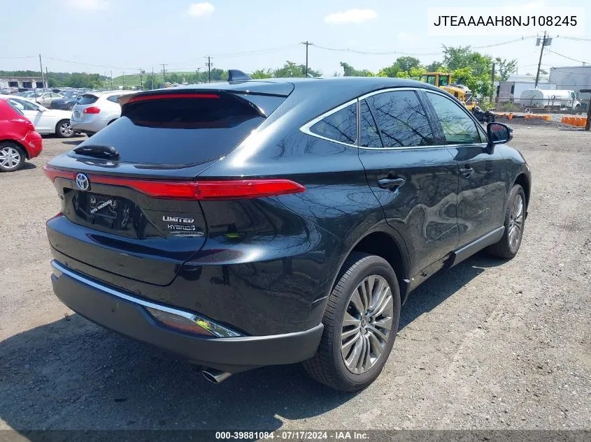 2022 Toyota Venza Limited VIN: JTEAAAAH8NJ108245 Lot: 39881084