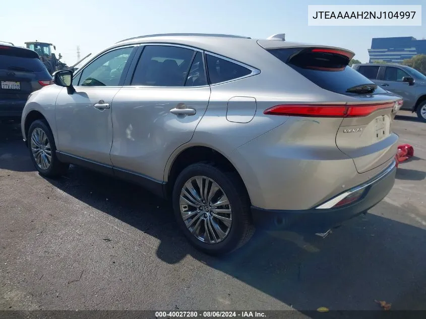 2022 Toyota Venza Xle VIN: JTEAAAAH2NJ104997 Lot: 40027280