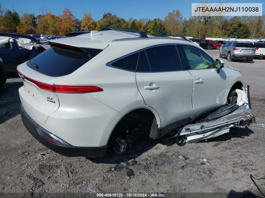 2022 Toyota Venza Xle VIN: JTEAAAAH2NJ110038 Lot: 40619128