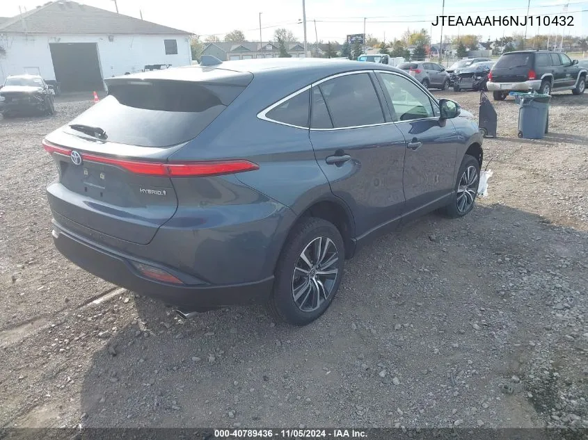 2022 Toyota Venza Le VIN: JTEAAAAH6NJ110432 Lot: 40789436