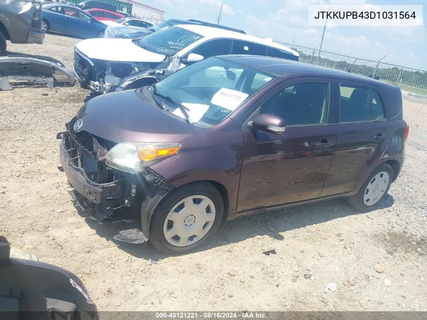 2013 Scion Xd VIN: JTKKUPB43D1031564 Lot: 40121221