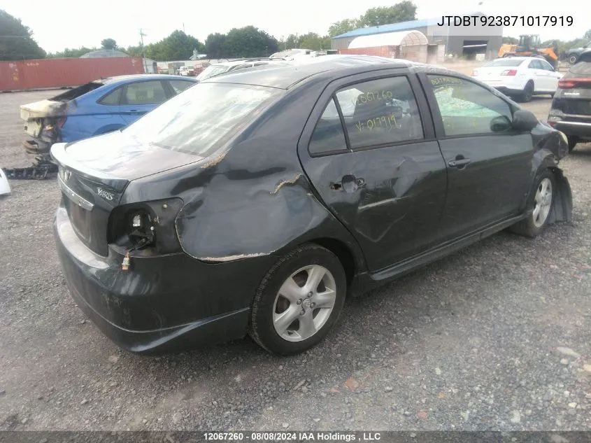 2007 Toyota Yaris VIN: JTDBT923871017919 Lot: 12067260