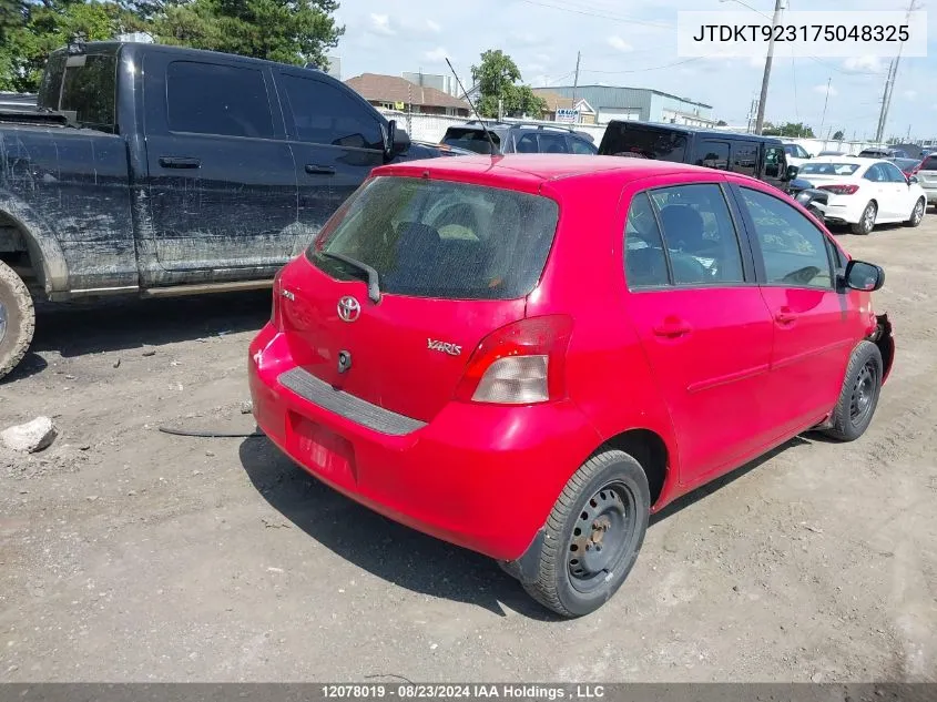 2007 Toyota Yaris Le/Rs VIN: JTDKT923175048325 Lot: 12078019