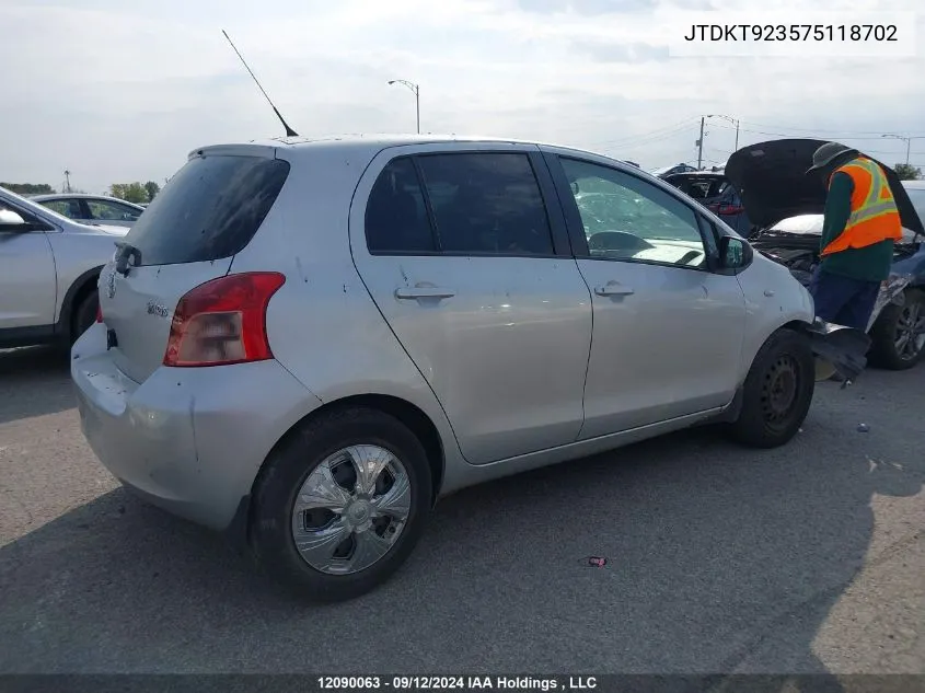 2007 Toyota Yaris VIN: JTDKT923575118702 Lot: 12090063