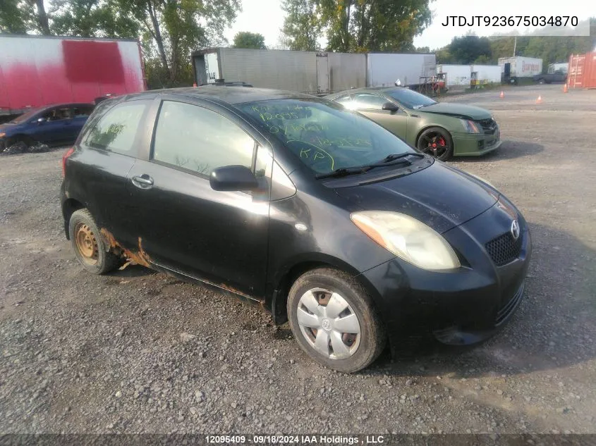 2007 Toyota Yaris VIN: JTDJT923675034870 Lot: 12095409