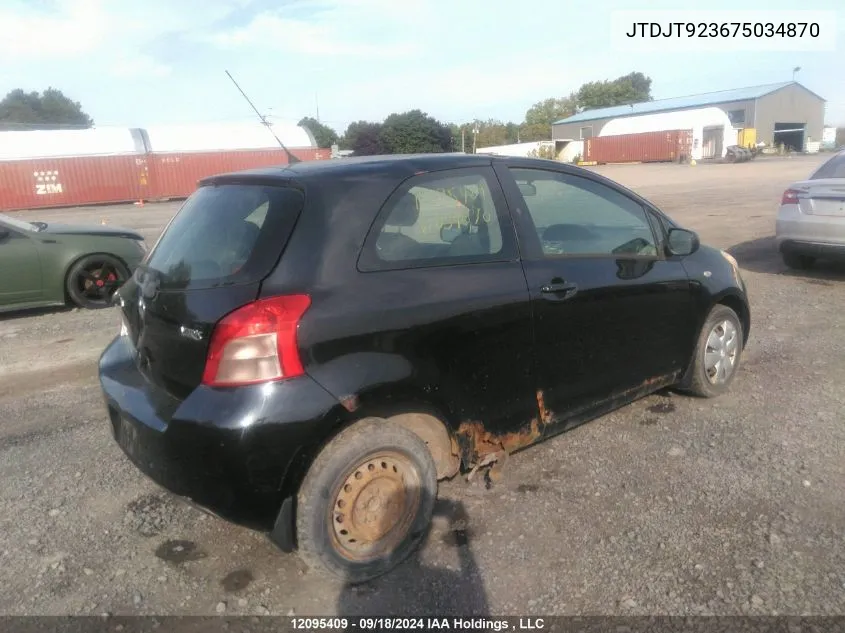 2007 Toyota Yaris VIN: JTDJT923675034870 Lot: 12095409