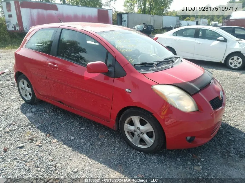 2007 Toyota Yaris VIN: JTDJT923175109717 Lot: 12103521