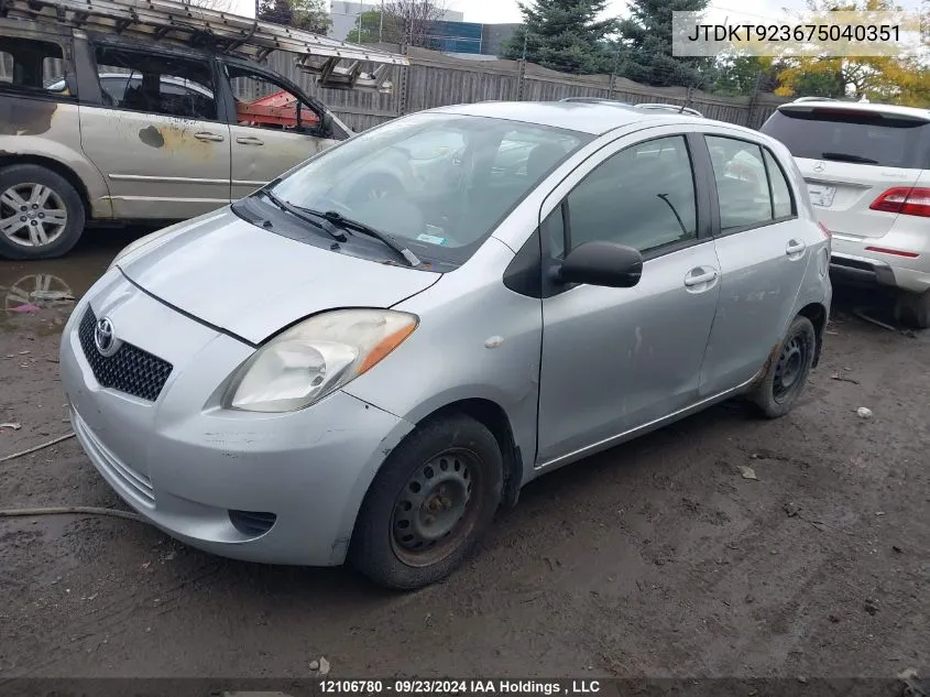 JTDKT923675040351 2007 Toyota Yaris