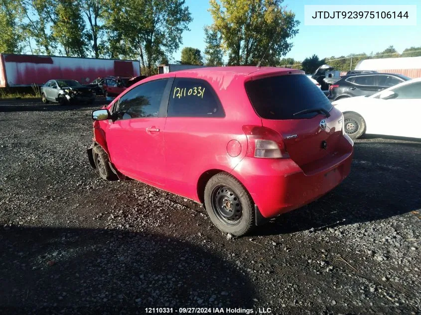 2007 Toyota Yaris VIN: JTDJT923975106144 Lot: 12110331