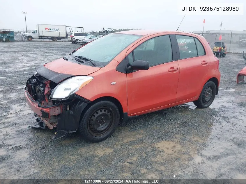 JTDKT923675128980 2007 Toyota Yaris