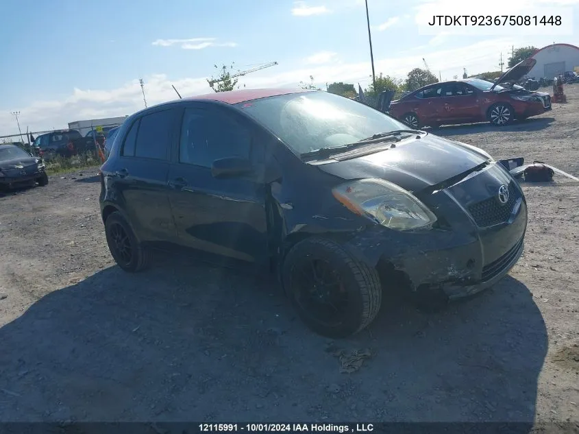 2007 Toyota Yaris VIN: JTDKT923675081448 Lot: 12115991