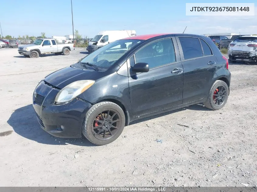 2007 Toyota Yaris VIN: JTDKT923675081448 Lot: 12115991