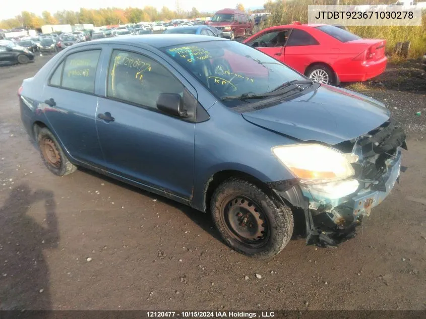 2007 Toyota Yaris VIN: JTDBT923671030278 Lot: 12120477