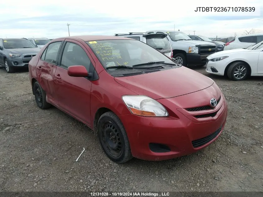 2007 Toyota Yaris VIN: JTDBT923671078539 Lot: 12131028