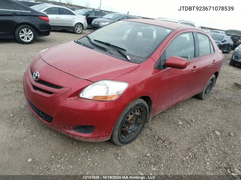 2007 Toyota Yaris VIN: JTDBT923671078539 Lot: 12131028