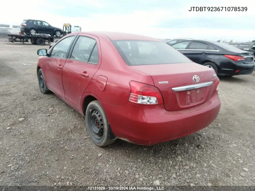 2007 Toyota Yaris VIN: JTDBT923671078539 Lot: 12131028