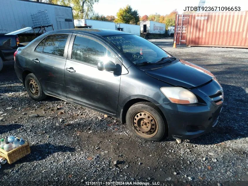 2007 Toyota Yaris VIN: JTDBT923671096653 Lot: 12131111