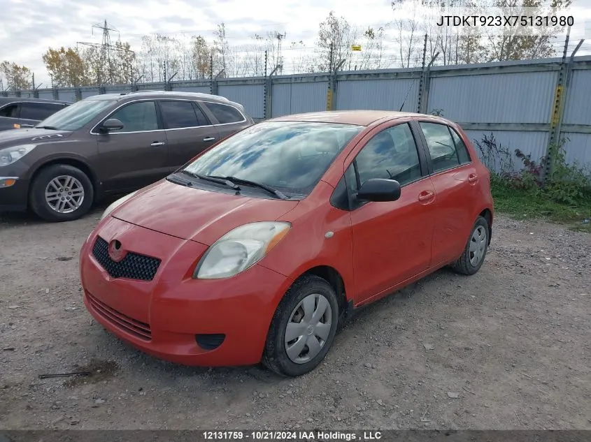 2007 Toyota Yaris VIN: JTDKT923X75131980 Lot: 12131759