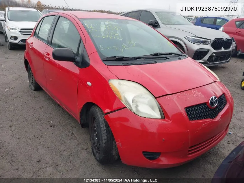 2007 Toyota Yaris VIN: JTDKT923875092970 Lot: 12134383