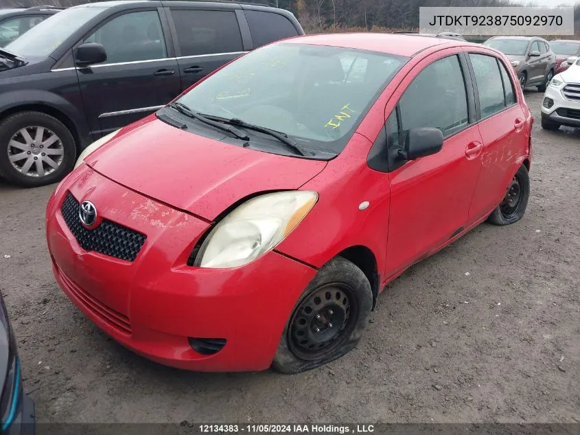 2007 Toyota Yaris VIN: JTDKT923875092970 Lot: 12134383