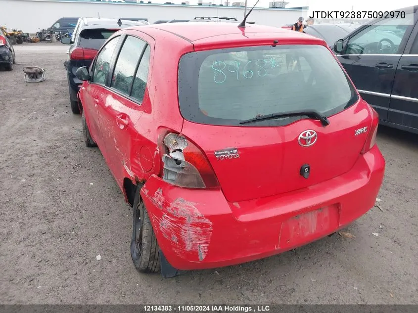 2007 Toyota Yaris VIN: JTDKT923875092970 Lot: 12134383