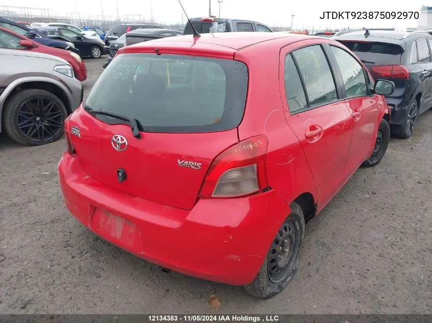 2007 Toyota Yaris VIN: JTDKT923875092970 Lot: 12134383