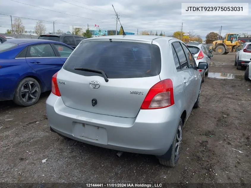 2007 Toyota Yaris VIN: JTDKT923975053031 Lot: 12144441