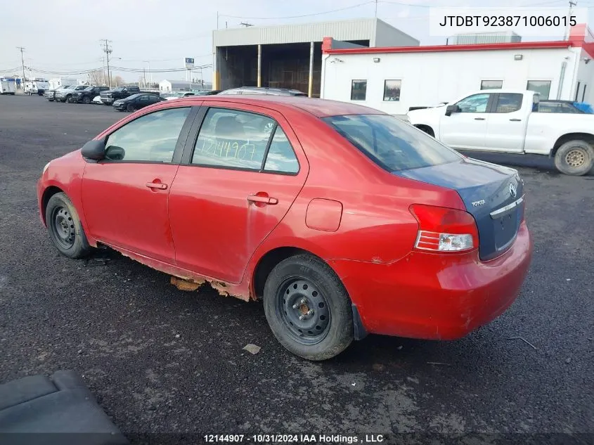 2007 Toyota Yaris VIN: JTDBT923871006015 Lot: 12144907