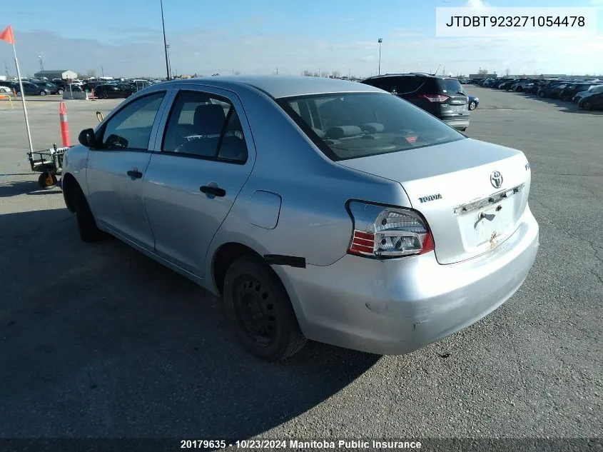 2007 Toyota Yaris VIN: JTDBT923271054478 Lot: 20179635