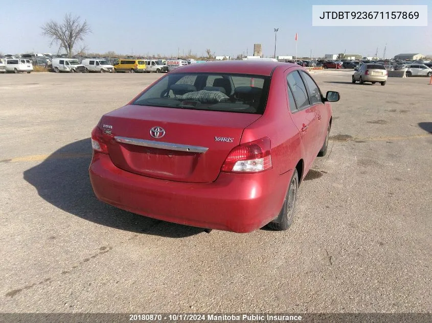 2007 Toyota Yaris VIN: JTDBT923671157869 Lot: 20180870