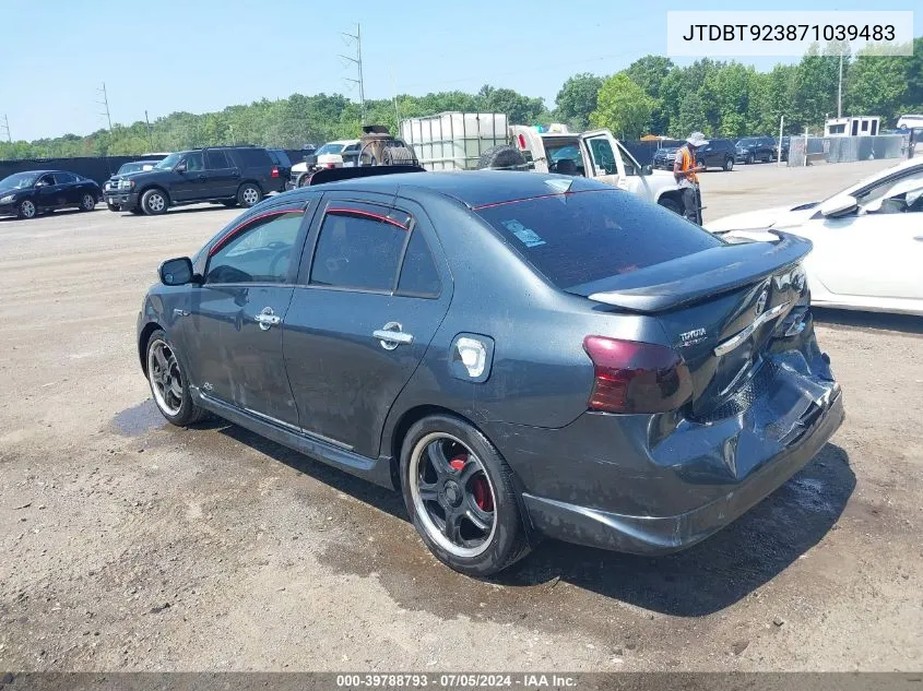 2007 Toyota Yaris S VIN: JTDBT923871039483 Lot: 39788793