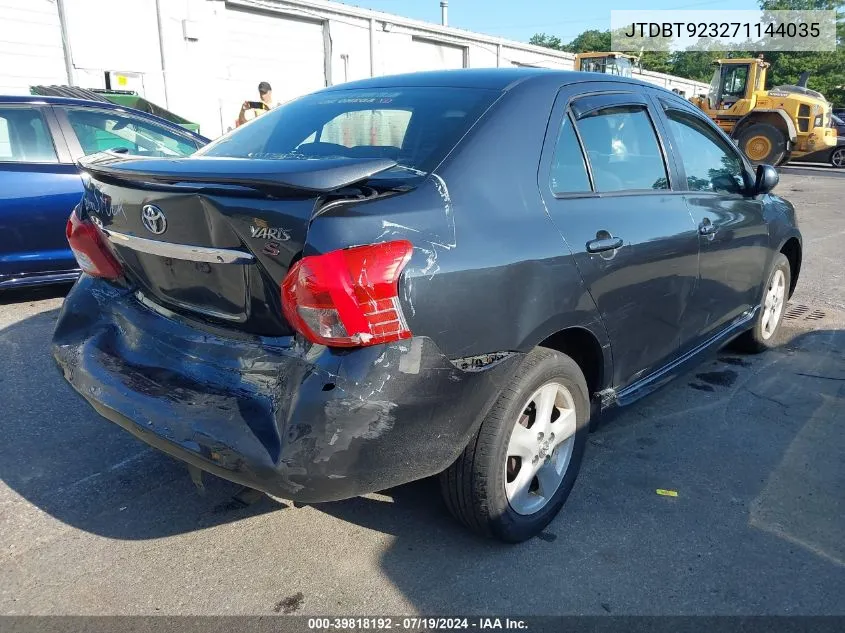 2007 Toyota Yaris S VIN: JTDBT923271144035 Lot: 39818192