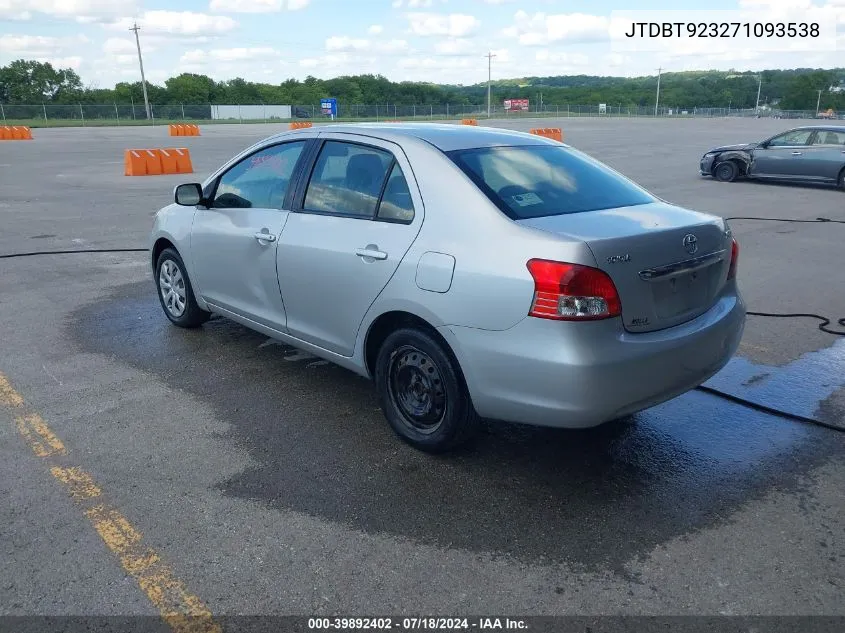 2007 Toyota Yaris VIN: JTDBT923271093538 Lot: 39892402