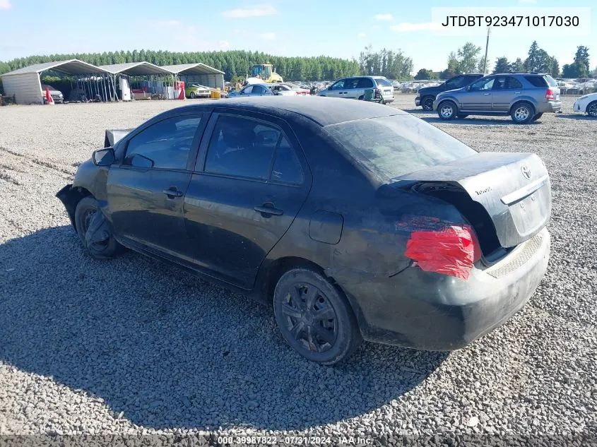 2007 Toyota Yaris VIN: JTDBT923471017030 Lot: 39987822