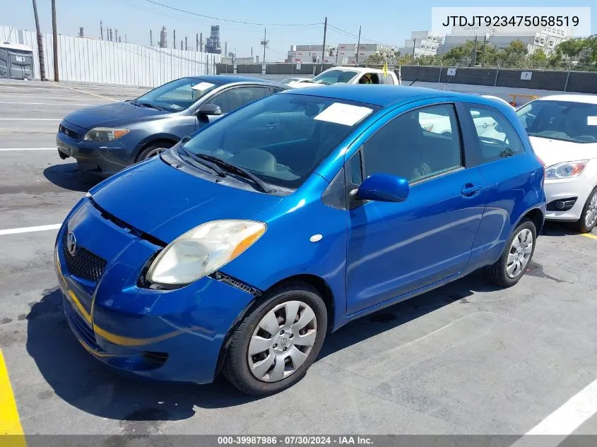 JTDJT923475058519 2007 Toyota Yaris