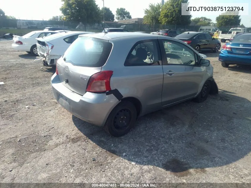 2007 Toyota Yaris VIN: JTDJT903875123794 Lot: 40047483