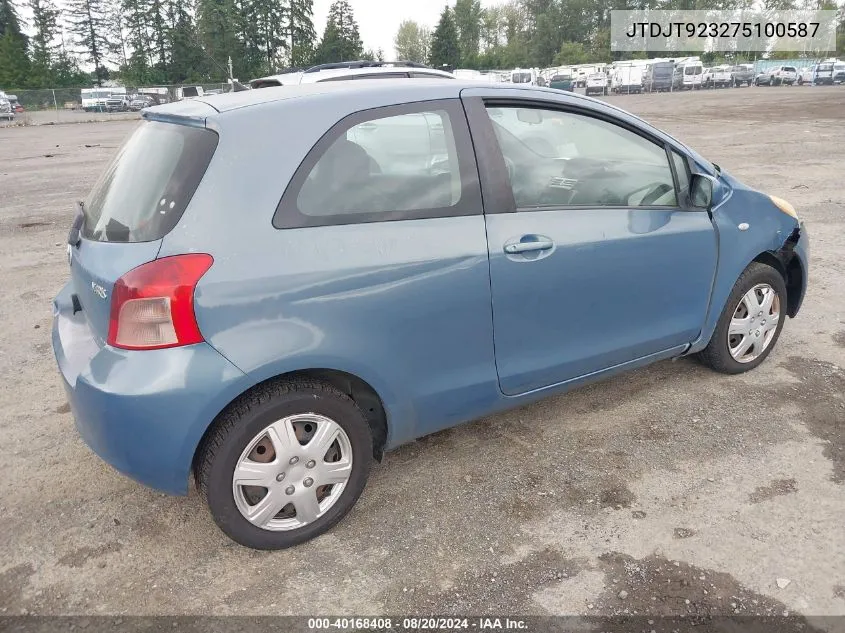 JTDJT923275100587 2007 Toyota Yaris