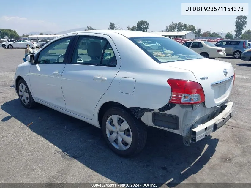 2007 Toyota Yaris VIN: JTDBT923571154378 Lot: 40245091