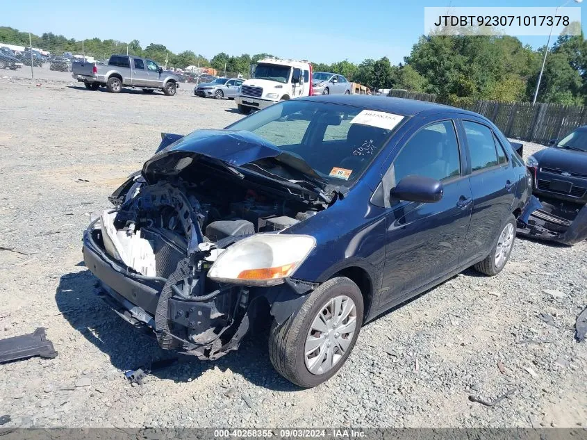 2007 Toyota Yaris VIN: JTDBT923071017378 Lot: 40258355