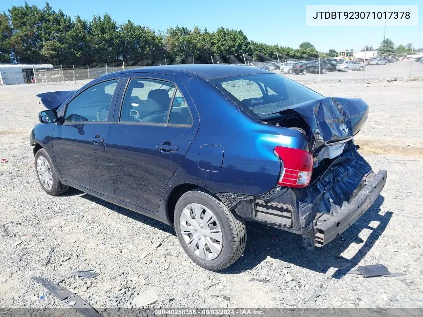 2007 Toyota Yaris VIN: JTDBT923071017378 Lot: 40258355