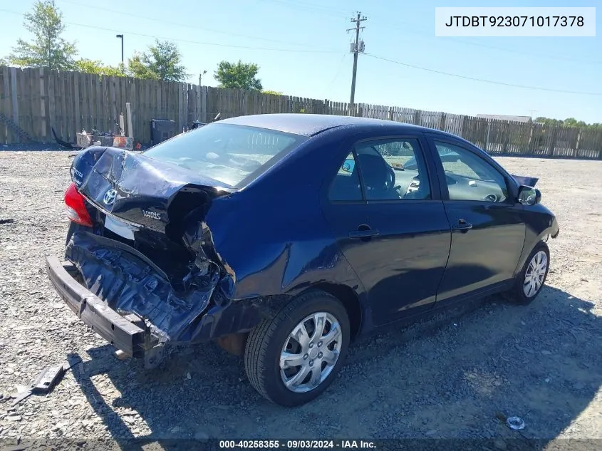 JTDBT923071017378 2007 Toyota Yaris